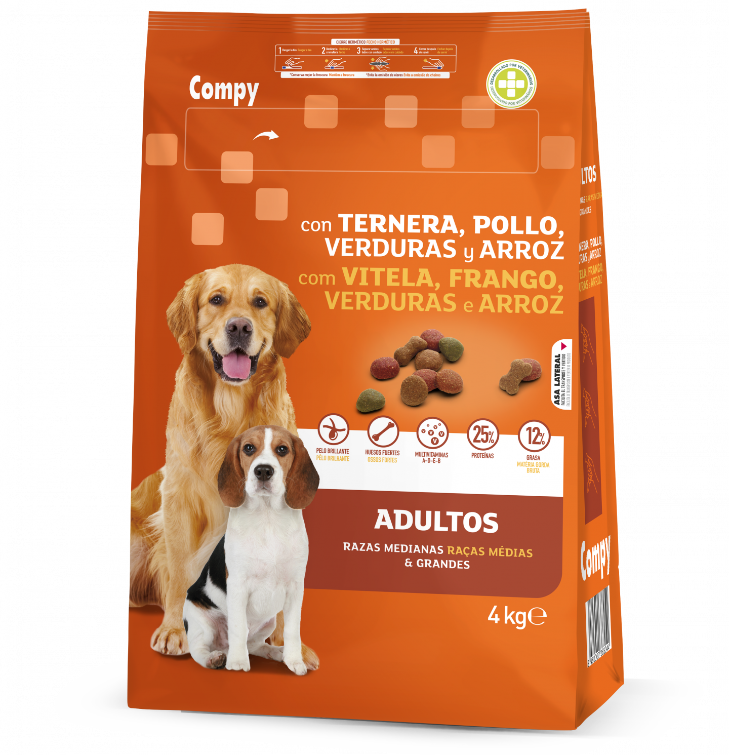 Compy con Ternera, Pollo, Verduras y Arroz United Petfood Spain